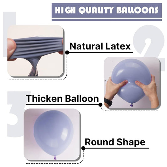 PartyWoo Dusty Blue Balloons 100pcs Different Sizes Pack of 18 12 10 5 Inch Boho Dusty Purple Muted Lavender Balloon Arch Kit for Baby Shower Anniversary Graduation Birthday Party Decorations Blue-F16