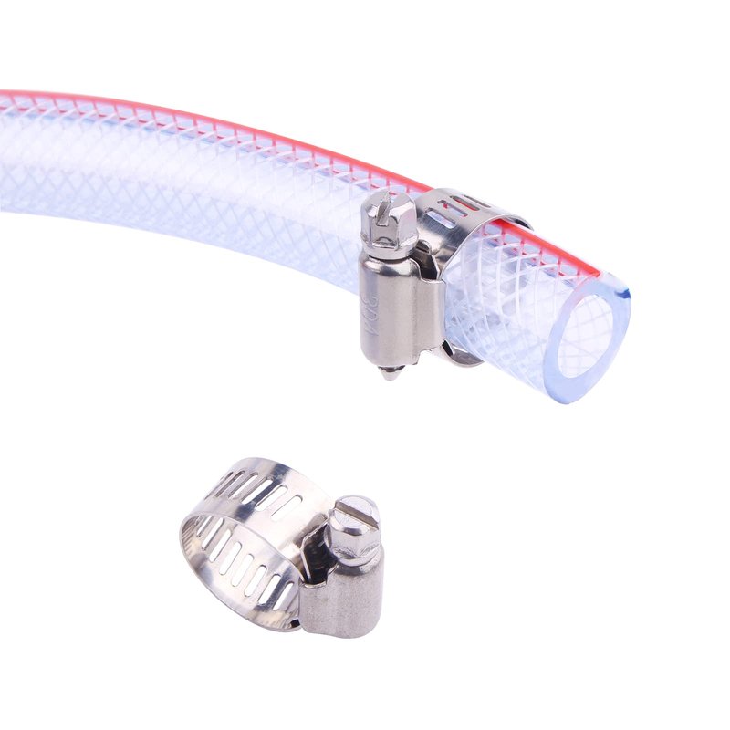 DERPIPE Soft Braided PVC Tubing - 1/2" x 3/4" OD High Pressure Clear Flexible PVC Tube Reinforced Vinyl Hose for Water, Oil with 2pcs Hose Clamps (10Ft)