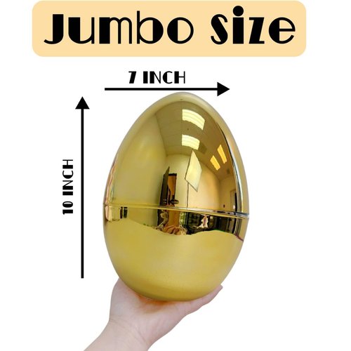 GiftExpress Jumbo Easter Egg - 10" Tall x 7" Wide Extra Large Empty Plastic Eggs - Perfect Kids & Adult Party Toys for Gift Baskets or Egg Hunt Decor - 1 Piece, Gold
