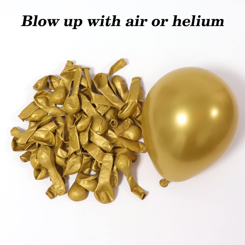 RUBFAC Gold Balloons, 120pcs 5 Inch Chrome Metallic Latex Balloon for 2026 Gradution Decor Birthday Anniversary Festival Wedding Engagement Decoration