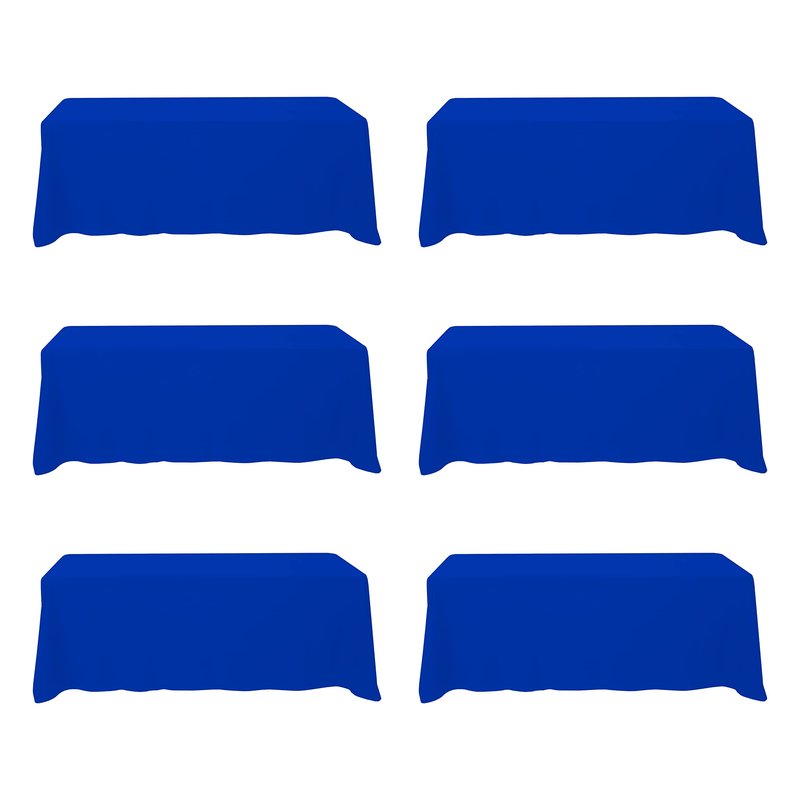 BRILLMAX 6 Pack Royal Blue Tablecloths 90 x 156 Inch for 8ft Rectangle Tables - 150 GSM Polyester Fabric, Floor Length Drop, Water, Stain & Wrinkle Resistant Cloth Cover for Wedding Reception Banquet