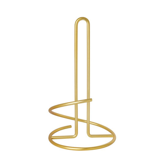 Spectrum Euro Gold Paper Towel Holder Countertop Kitchen Organizer Roll Stand Dispenser with Easy Tear Arm, Weighted Sturdy Base Fits Standard Jumbo Rolls Modern Design Durable Construction