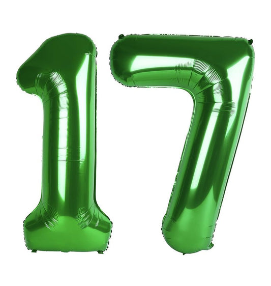 Green Number 17 Balloon 40 inch, 17 Number Balloons, 17th Green Birthday Decorations, 17 Year Old Girls Boys Party Supplies, St. Patrick's Day Games Theme Birthday Decorations