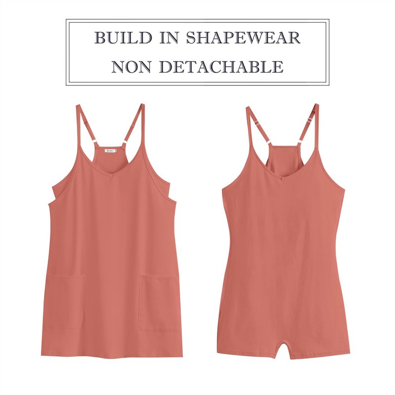 ANRABESS Women Athletic Dress Summer Tennis Workout Active Sports Mini Romper Dress Built in Shorts Travel Vacation Clothes Rust Small