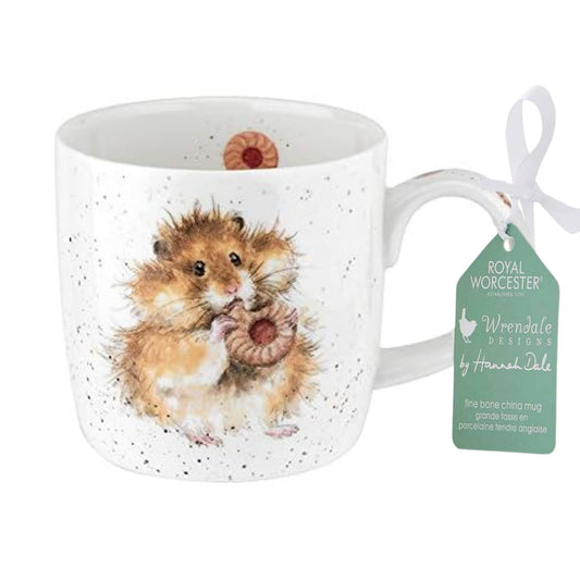 Royal Worcester Wrendale Designs Diet Starts Tomorrow Mug | 14 Ounce Large Coffee Mug with Hamster Design | Made from Fine Bone China | Microwave and Dishwasher Safe