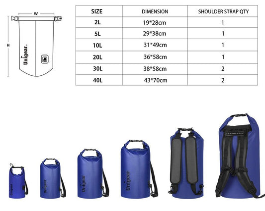 Unigear Dry Bag Waterproof, Floating and Lightweight Bags for Kayaking, Boating, Fishing, Swimming and Camping with Waterproof Phone Case (Blue, 2L)