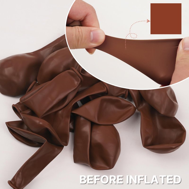 PartyWoo Dark Brown Balloons 100pcs Different Sizes of 36 18 12 10 5 Inch Boho Neutral Coffee Tan Balloon Arch Kit Garland for Birthday Boy Baby Shower Jungle Safari Fall Party Decorations Brown-F08