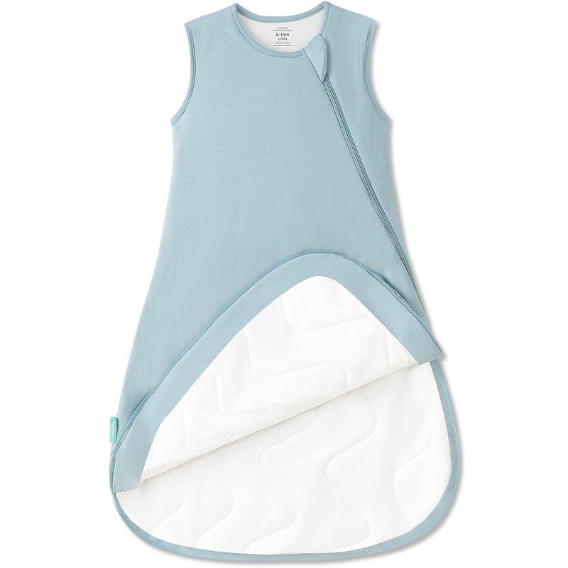 PurComfy Supersoft Sleep Sack 1.0 TOG, Premium Bamboo Viscose Baby Sleeping Bag, 2-Way Safe Zipper Sleep Sacks 6-15 Months (Slate)