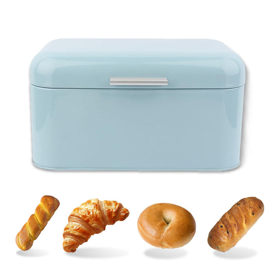 Buachois Large Bread Box,Iron Bread Box with Lid,Metal Bread Storage Bin,Bread Keeper Container,Bread Containers Storage,Modern Solid Color Retro Style,for Kitchen Counter (B)
