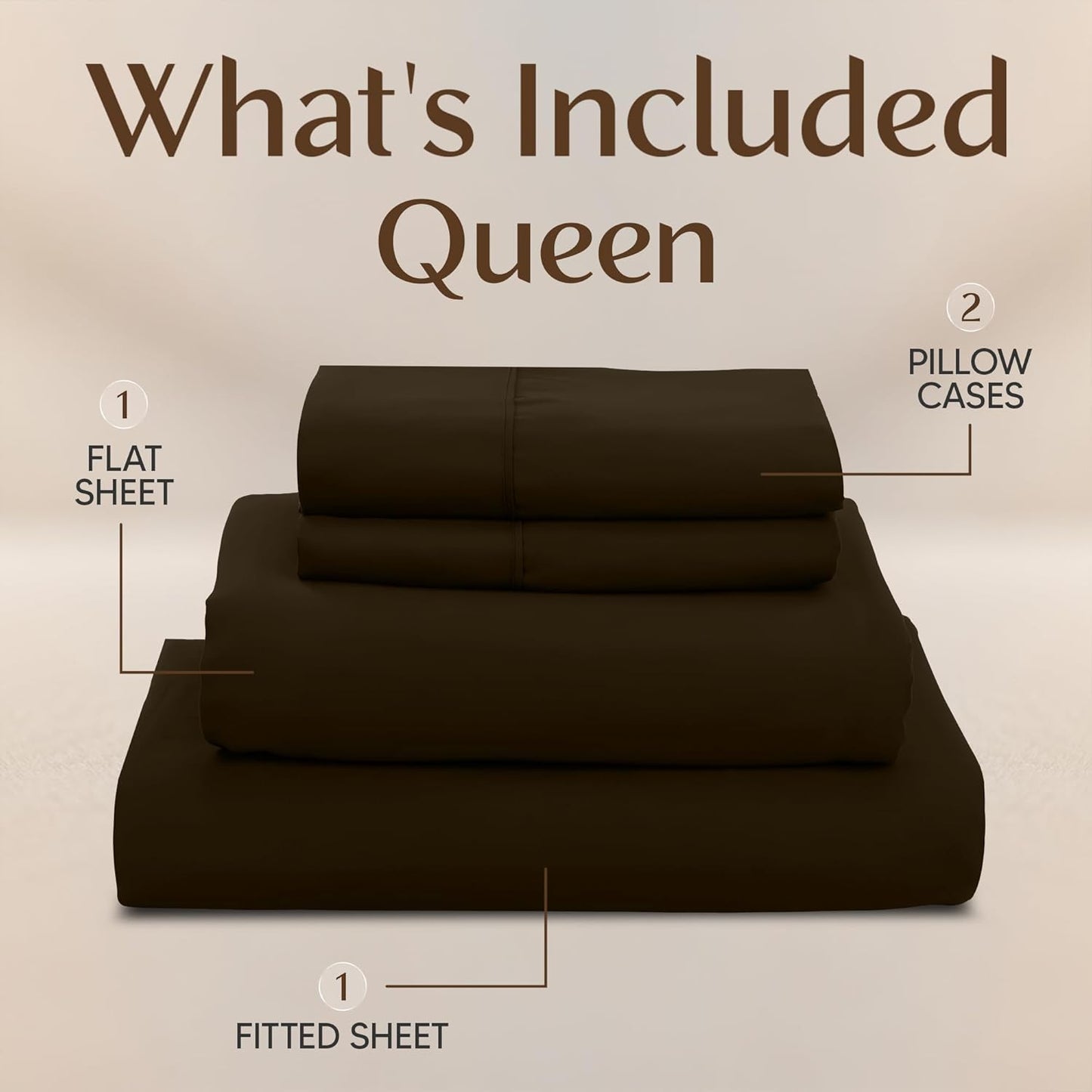 Utopia Bedding Queen Size Sheet Set - Soft, Breathable Microfiber - 4-Piece in Brown