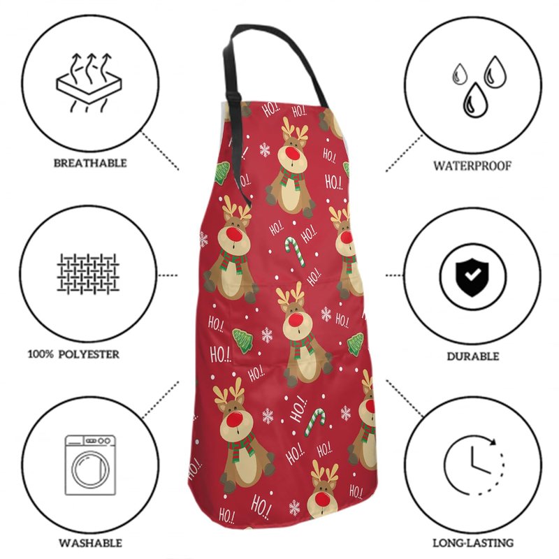Granbey Chistmas Apron with 2 Pockets Holiday Kitchen Apron Christmas Elk Style Decoration Apron for Christmas Dinner Party Cooking Baking Crafting House Gift for Bakers Mom Dad Wife Husband