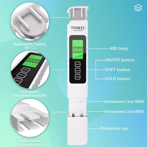 Cxjesin 4 in 1 Digital Water Tester for Drinking Water - Accurate and Reliable TDS EC & Temperature(°C/°F) Meter - 0-9999 ppm - for Drinking Water, Aquarium, Hydroponics, Pool, Etc