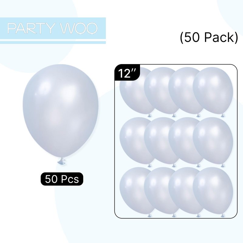 PartyWoo Pearl Light Blue Balloons 50 pcs 12 Inch Baby Pastel Blue Balloons for Graduation Baby Shower Gender Reveal Weddings Anniversary Under The Sea Theme Birthday Party Decorations Blue-Z02