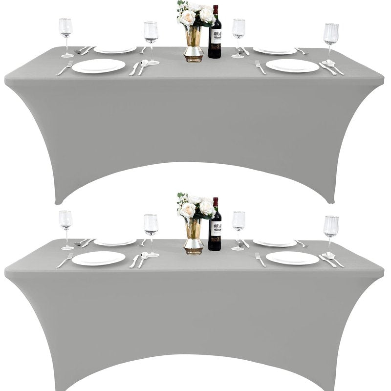 ZarzaaSik 112 2-Pack 6ft Spandex Table Covers for Rectangle Standard Folding Tables - Wrinkle Resistant Stretch Tablecloths - Ultimate Fitted Table Protector for Parties, Banquet, and Wedding