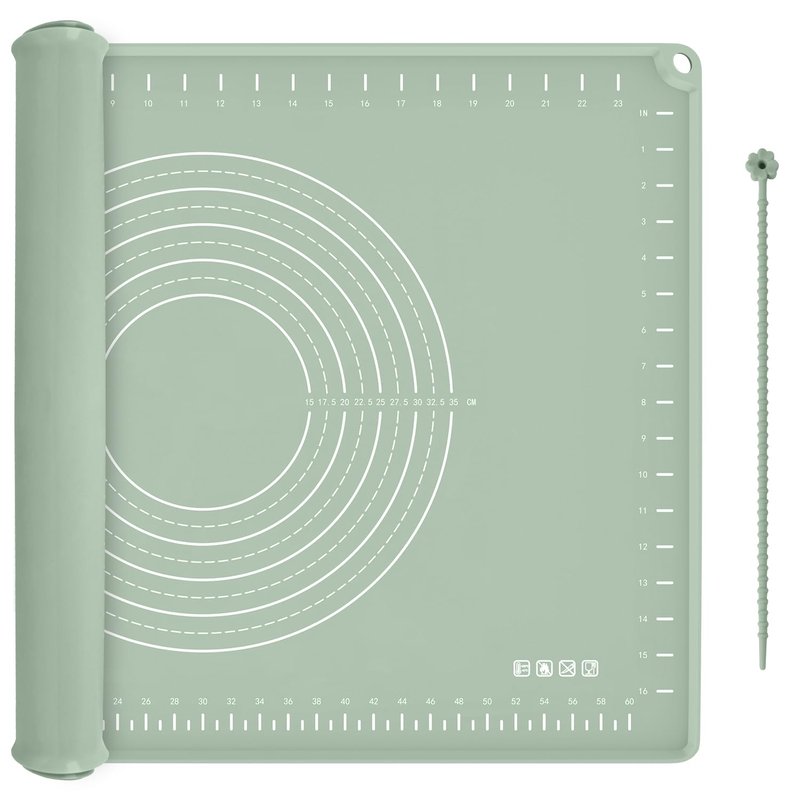 Silicone Baking Mat 28" x 20", Extra Thick Dough Rolling Mat with Measurements and Edge Heightening, Non-stick Food Grade Silicone Pastry Mat for for Pastry, Bread, Cookies, Pizza, Fondant, Pasta