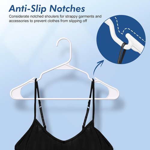HOUSE DAY Plastic Hangers - 16 Pack White Adult Clothes Hangers | Space-Saving, Non-Slip & Durable Design