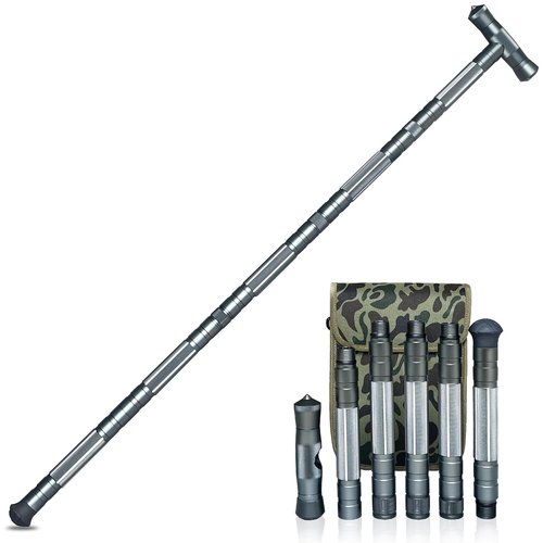 Autuveen Hiking Tactical Stick Walking Staff,Portable Walking Sticks Trekking Poles Outdoor Multitool Camping Gear for Men Women (Gray)