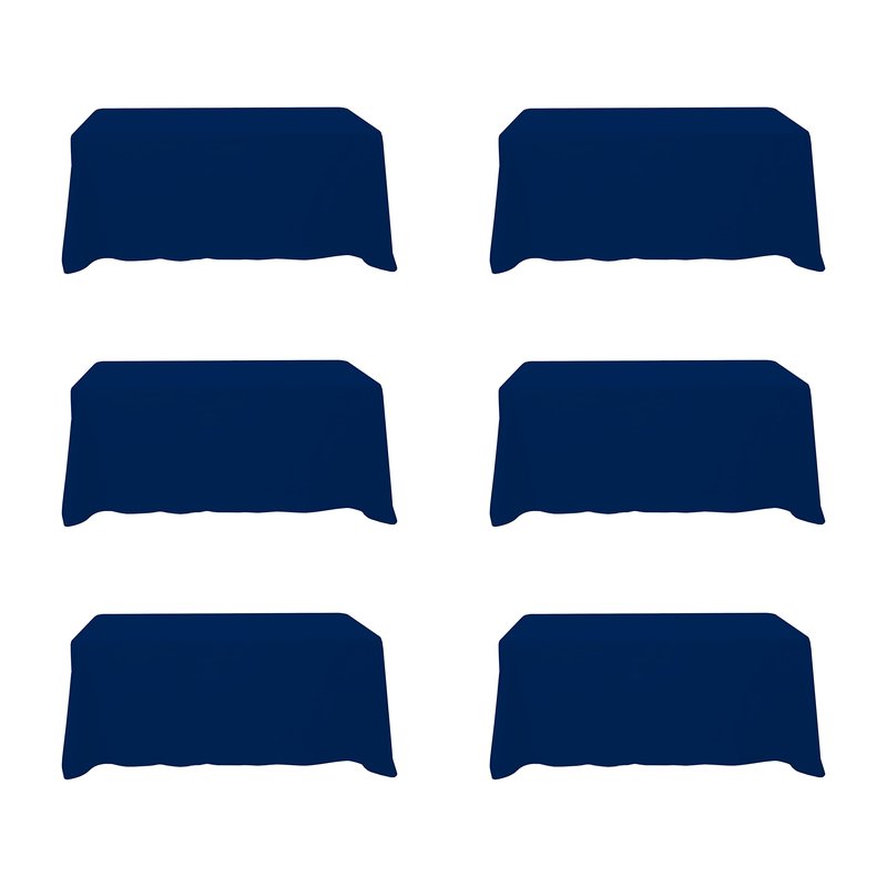 BRILLMAX 6 Pack Navy Blue Tablecloths 90 x 132 Inch for 6ft Rectangle Tables - 150 GSM Polyester Fabric, Floor Length Drop, Water, Stain & Wrinkle Resistant Cloth Cover for Wedding Reception Banquet