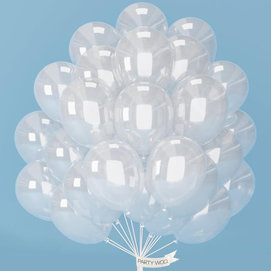 PartyWoo Clear Balloons 100pcs 12 Inch Transparent Latex Helium Balloons for Graduation Wedding Baby Shower Bridal Shower Engagement Gender Reveal Anniversary Birthday Party Decorations Clear-Y2