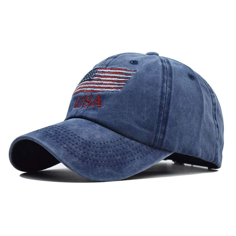 Washed American Flag Baseball Cap Retro Adjustable Sun Dad Gift Hats for Men Women Fashion Trucker Cap Unisex Navy