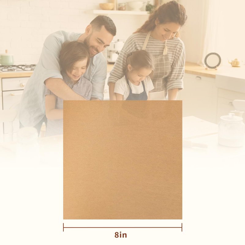 TROUSKAIG 100pcs 8x8 inch Unbleached Parchment Paper Sheets for baking, Squares Precut Brown Non-Stick Baking Parchment Hamburger Patty Paper Liners for Oven, Bread pan, Cakes pans, Air Fryer Liners