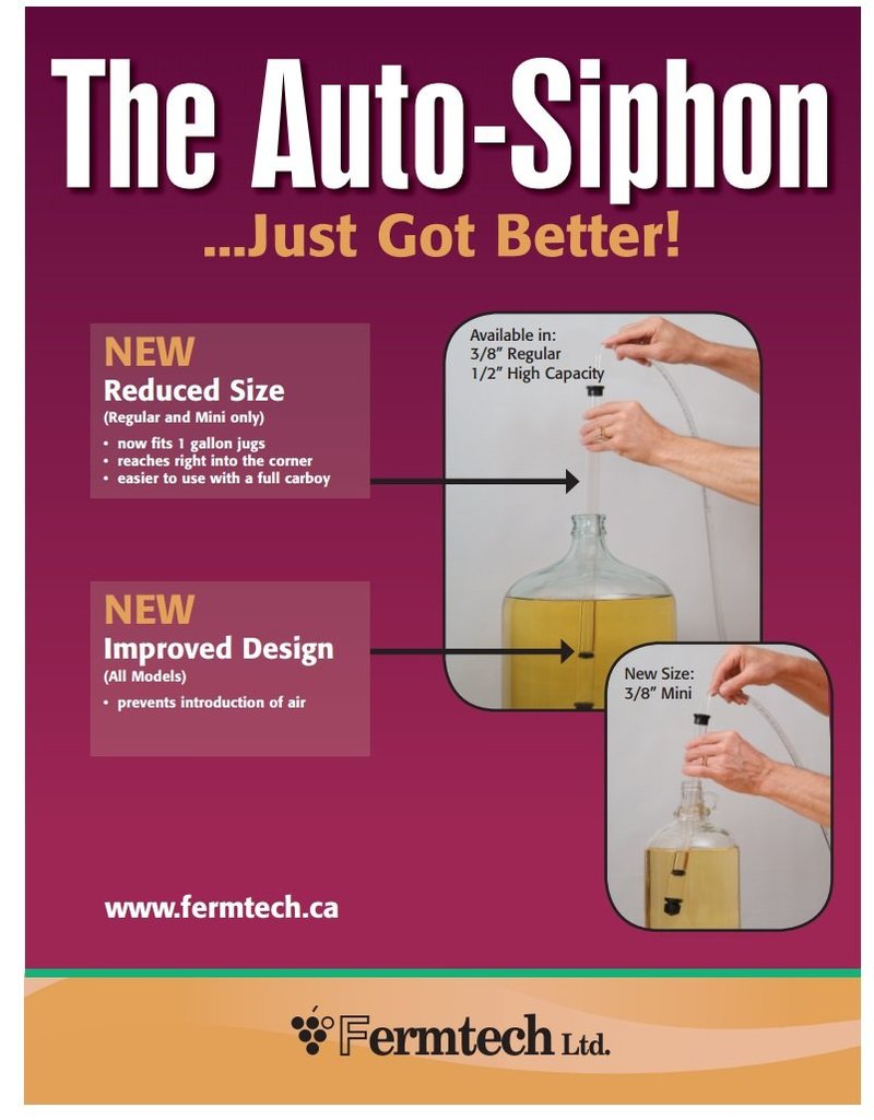 Fermtech Auto-Siphon Mini 15" with 6 Feet Food-Grade Tubing, Wand, & Brush Clamp - Essential Home Brewing Equipment Kit for Wine, Beer, and Kombucha Transfer - For Beginners and Bottling Supplies