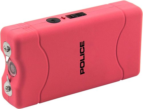 High Voltage Mini Police Stun Gun 800 - Rechargeable Self Defense with LED Flashlight - Compact Personal Security for Women - Pink
