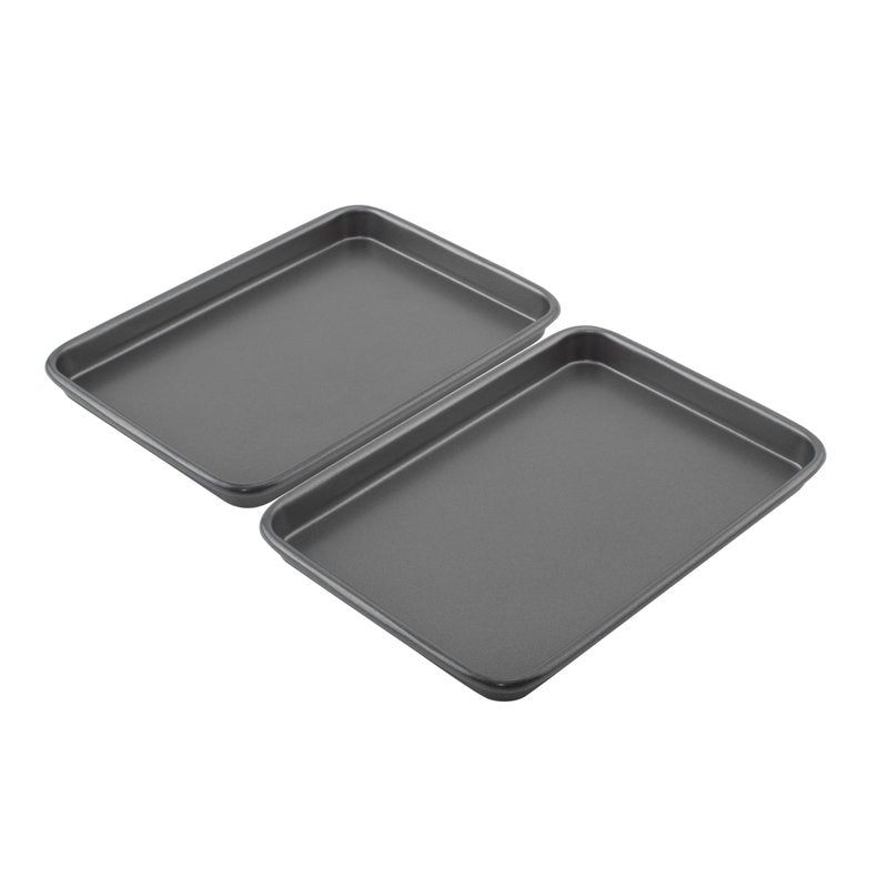 GoodCook Everyday Toaster Oven Mini Baking Sheets Set of 2 Set of 2 Heavy-Gauge Steel Baking Pans with Scratch-Resistant Nonstick, 9 x 6.2-Inch, Gray
