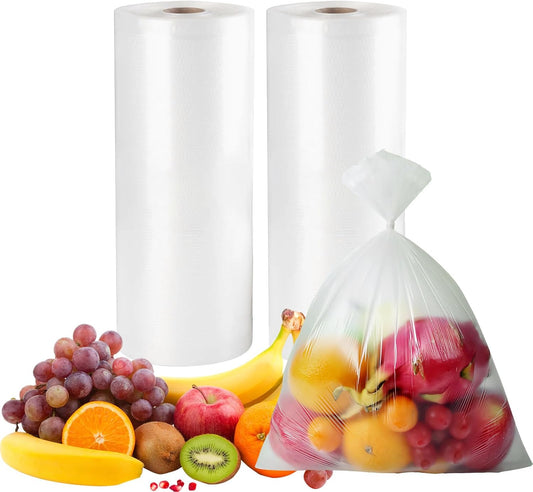 Skiennix Clear Plastic Produce Bags - Easy Tear Food Storage for Vegetables & Fruits | 12" x 20" - 350 Bags/Roll (2 Rolls)