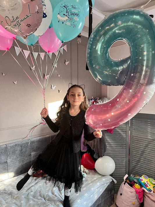 Starry Sky 3 Balloon, Number Balloons 40 Inch, 3rd Birthday Decorations for Kids Girls Women Party Supplies for Party Decorations, Number 3 Balloon
