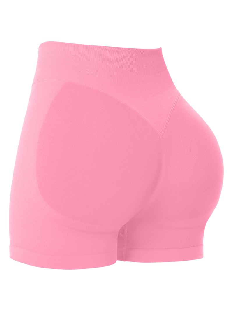 Sunzel High Waisted Biker Shorts for Women Tummy Control Scrunch Butt Lifting Seamless 4" Booty Athletic Shorts for Workout Yoga Running Gym,Pink,Small