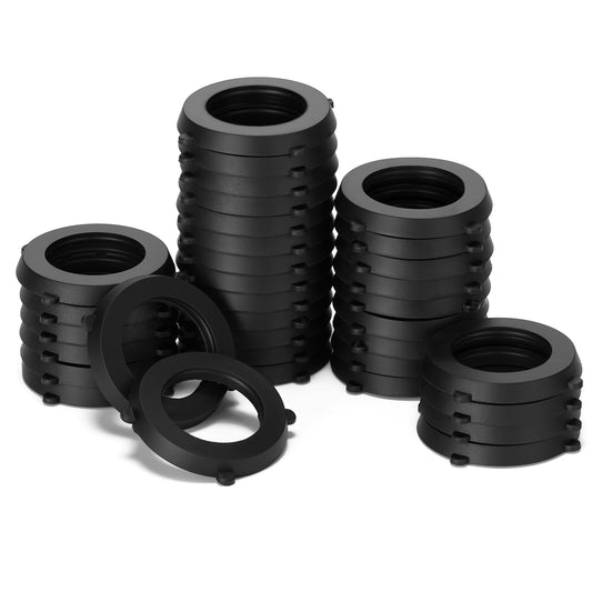 SmoTecQ Garden Hose Washers - 30 Pack Heavy Duty Rubber Seals for 3/4" Hose Fittings | Stay-in-Place Design, Black