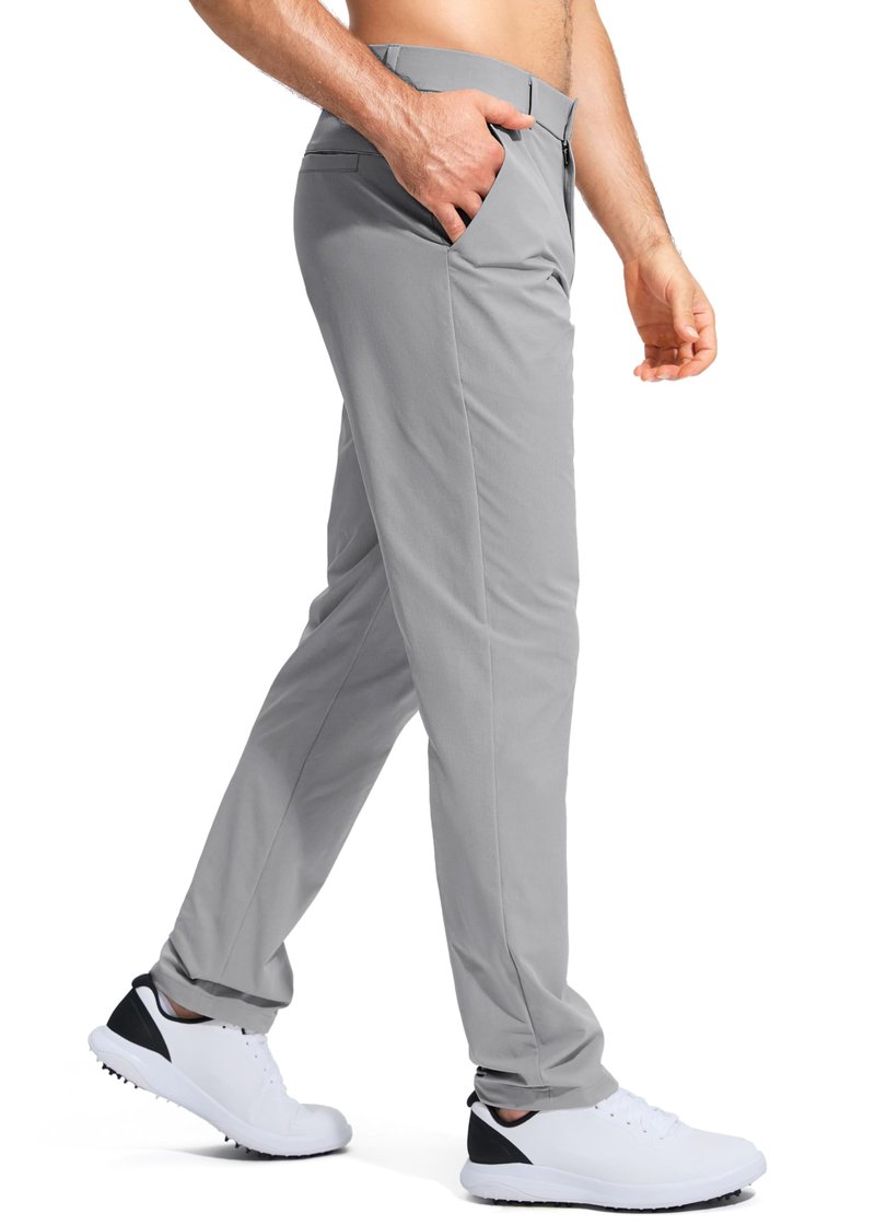Pudolla Men's Golf Pants Mens Dress Pants Stretch Work Pants 30 Lightweight Quick Dry Slacks Casual Trousers with Pockets(Light Grey 38Wx30L)