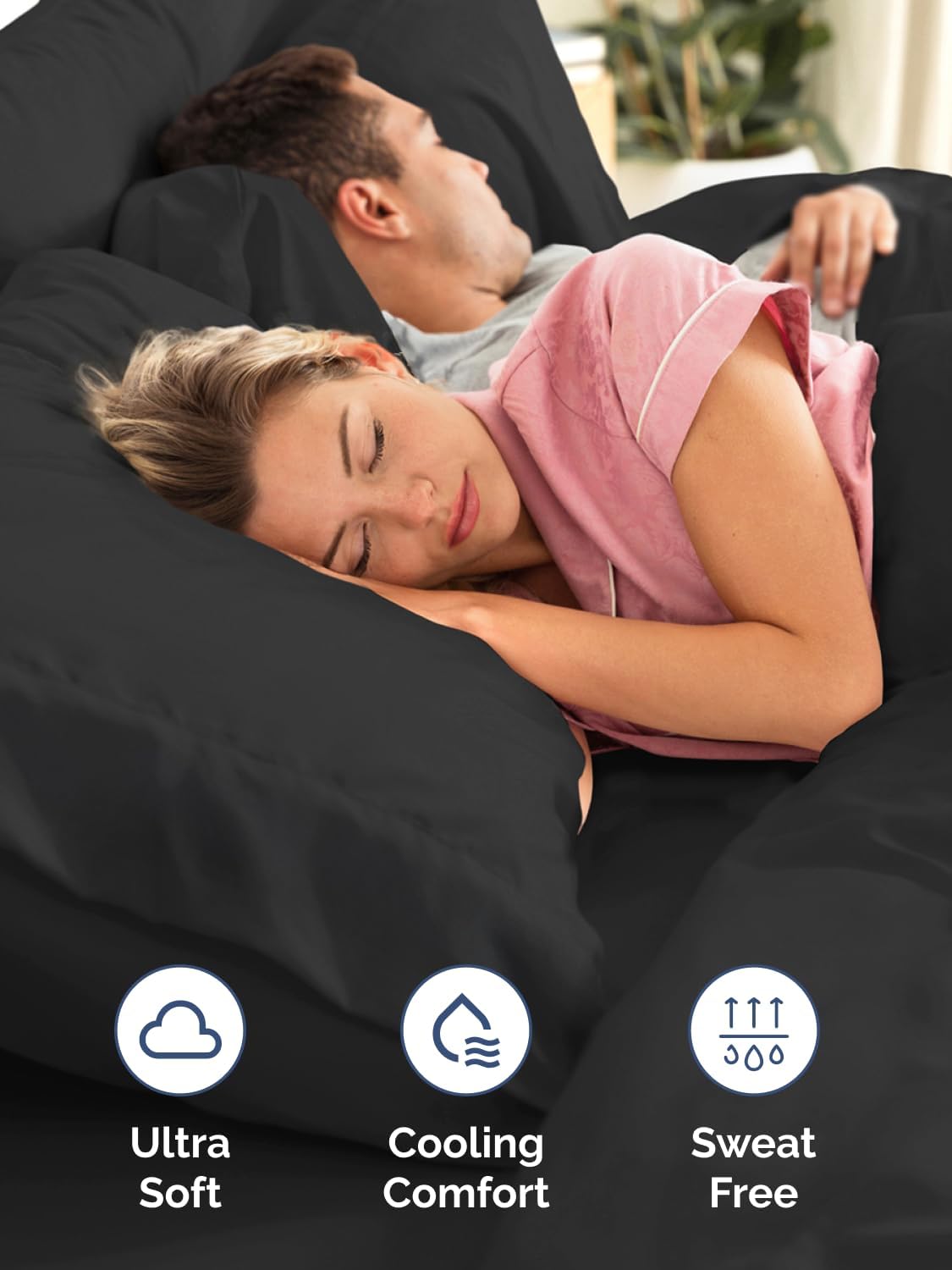 Skiennix Extra Deep Twin Sheet Set - 4-Piece Breathable Cooling Bedding - Soft, Wrinkle-Free Black