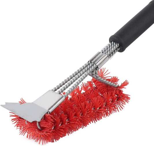XSUPER Nylon Grill Brush - 3-in-1 Barbecue Cleaning Tool with Scraper | 18" Universal Fit BBQ Accessory