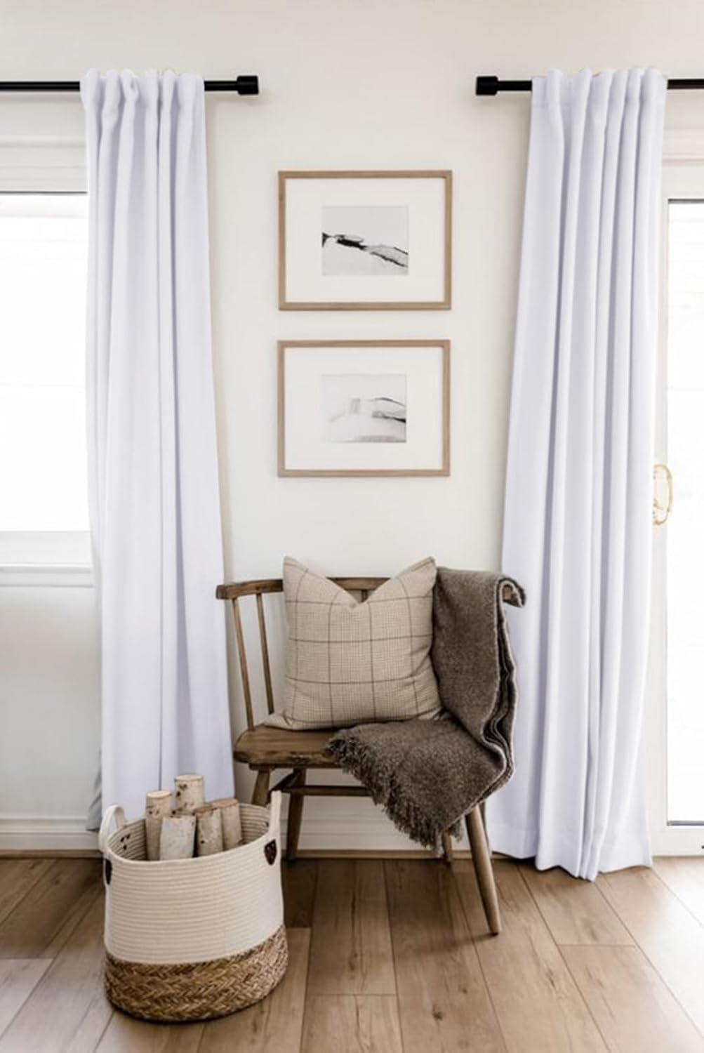 100% Blackout Shield Blackout Curtains - Thermal Insulated 2 Panels Set, 50" W x 63" L, Bright White