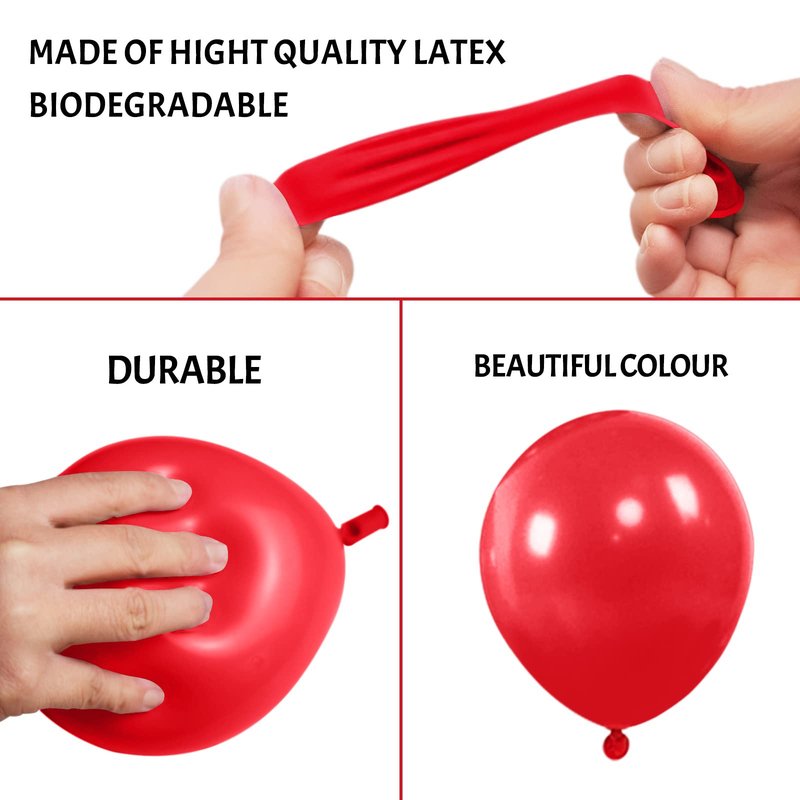 Red Balloons 110Pcs 5 Inch Small Latex Party Balloons, Mini Thick Birthday Balloons for Wedding Baby Shower Decorations.