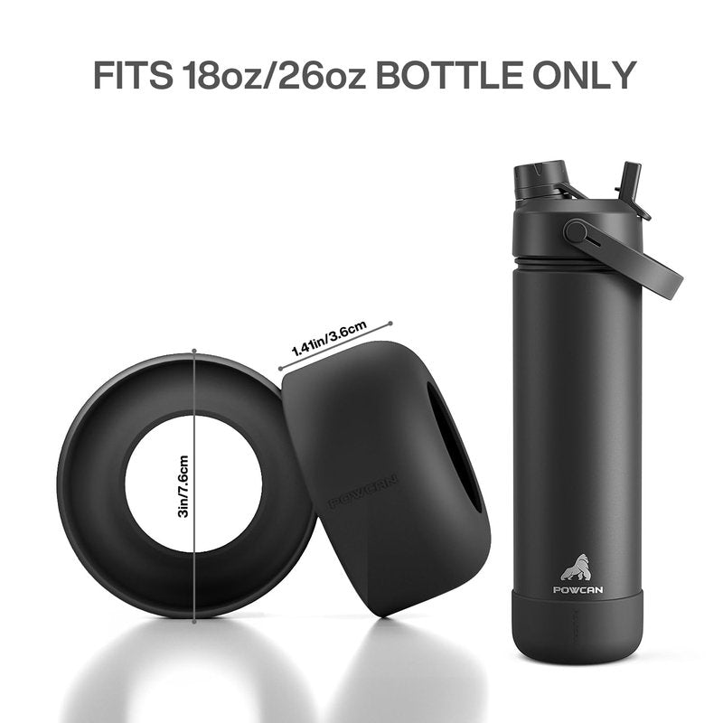 POWCAN 12oz/18oz/26oz Silicone Water Bottle Boot, Anti-Slip and Anti-Noise Protective Sleeve, Non-Toxic and Tear-Resistant, Accessory Silicone Water Bottle Protector for Extra Protection (Dark Knight)