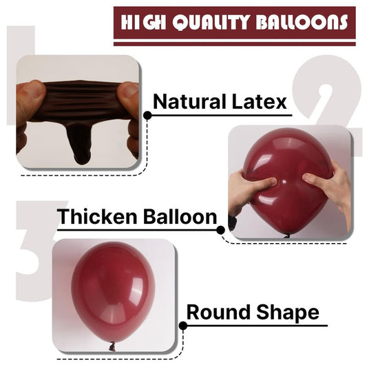 PartyWoo Burgundy Balloons 140 pcs Different Sizes of 18 12 10 5 Inch Dark Chestnut Red Maroon Balloon Arch Kit Garland for Birthday Graduation Anniversary Cherry Casino Party Decorations Red-Y62