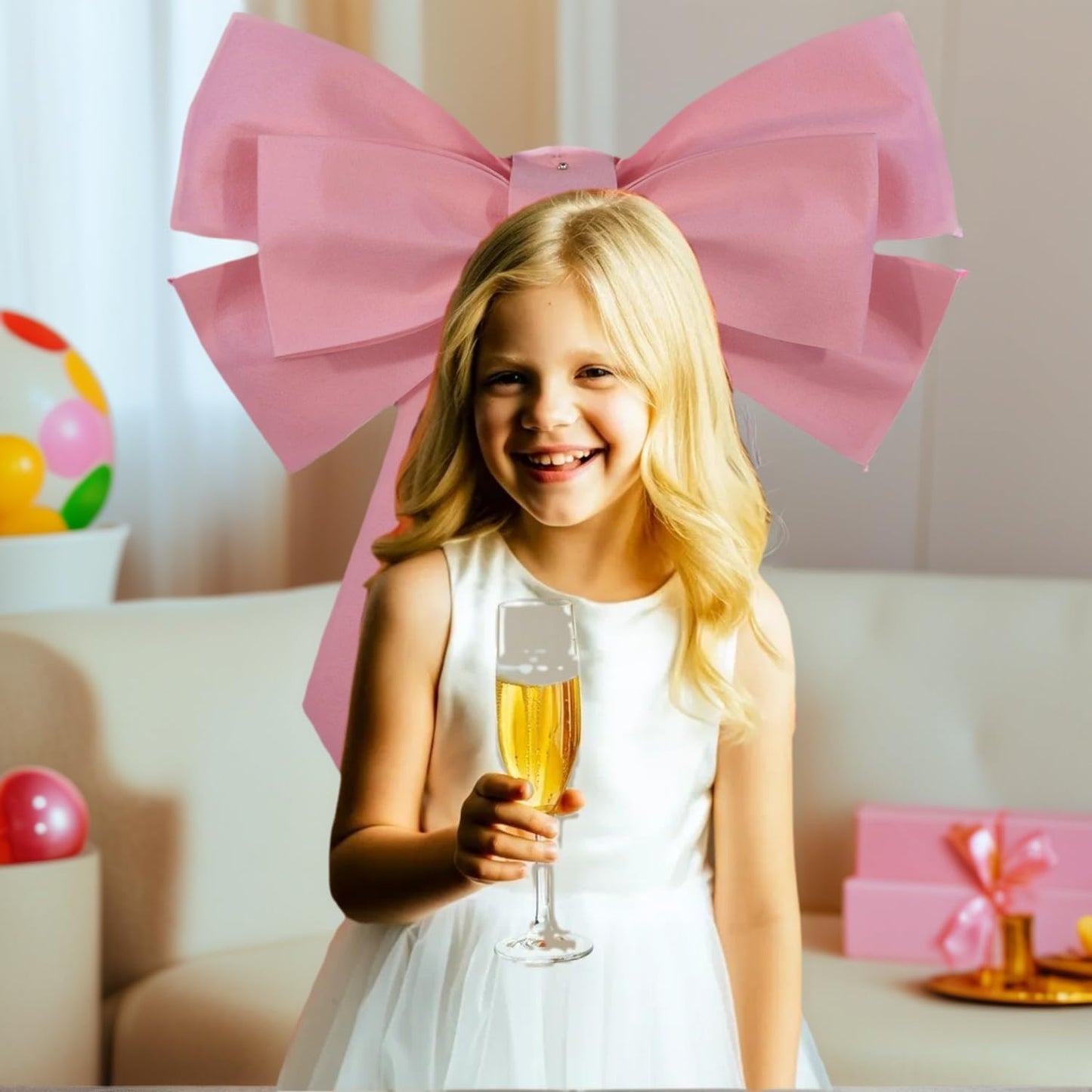 Skiennix Jumbo Car Bow - Extra Large Pink Ribbon for Gifts | Perfect for Birthdays, Sweet 16 & Holidays