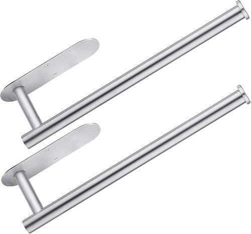 CUXIXA Stainless Steel Paper Towel Holder - Under Cabinet Wall Mount | 2 Pack for Kitchen & Bathroom
