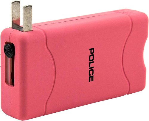 High Voltage Mini Police Stun Gun 800 - Rechargeable Self Defense with LED Flashlight - Compact Personal Security for Women - Pink