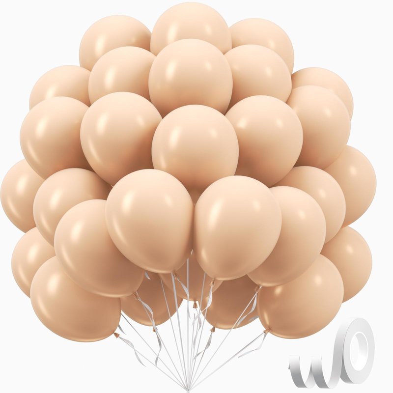 Nude Balloons 12 inch, Beige Latex Balloons 50pcs Party Balloons for Netural Baby Shower Gender Reveal Birthday Party Decorations