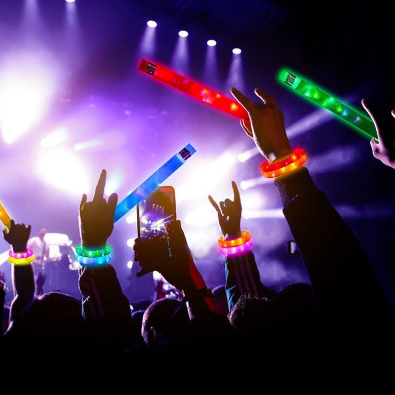 Siwarm 24 Pcs Glow Sticks Toys for Kids, LED Light Up Pop Tubes/Bracelet Party Favors for Kids,Glow in The Dark Party Supplies, Birthday Gifts Xmas Stocking Goodie Bags Stuffers Boys Girls
