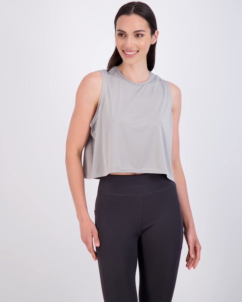 Real Essentials 5 Pack: Women's Dry Fit Crop Summer Tank Top - Gym Yoga Workout Sports Tee (Available in Plus Size) Set 5, M