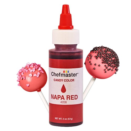 Chefmaster Napa Red Candy Color | True-Tone Shades | Oil-Based | Professional-Grade Dye | Chocolate, Strawberries, Cake Pops | Decorating | Easy-to-Use | Manufactured in the USA | 2 oz