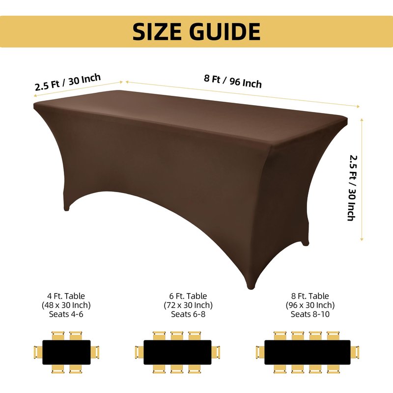 ZarzaaSik 2-Pack 8ft Spandex Table Covers for Rectangle Folding Tables - Washable Elastic Tablecloth - Ultimate Fitted Table Protector for Birthday Parties, Trade Shows, Banquet