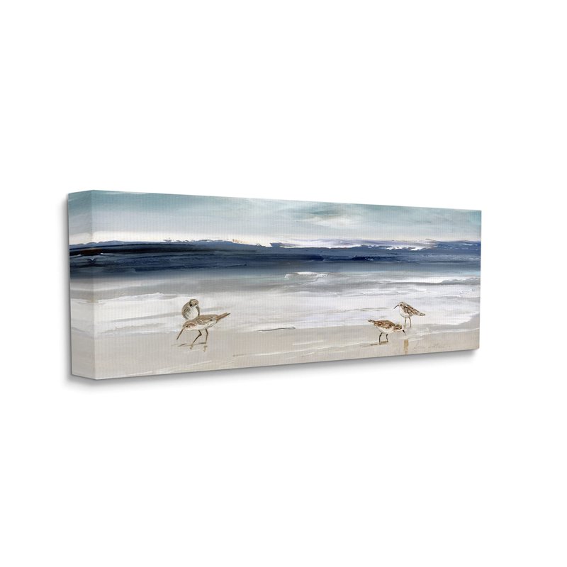 Stupell Industries 'Sandpipers Grazing Sea Shore', Canvas Art, 48 x 20 Inches, Easy to Hang and Sturdy, Made in USA, by Sally Swatland