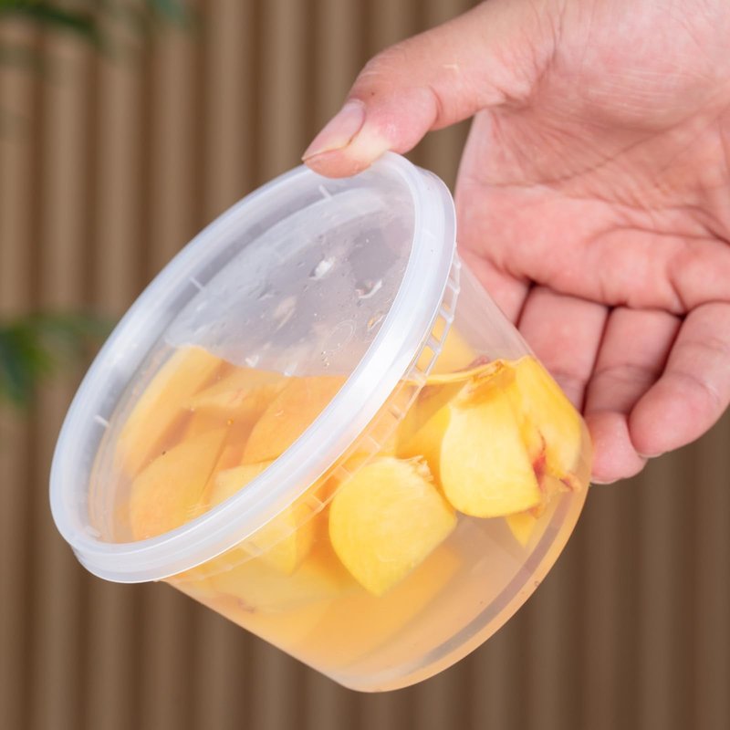 plaspapier 8 oz Clear Plastic Condiment Cups - 48-Pack with Lids, Airtight Small Food Containers, BPA-Free, Dishwasher Safe