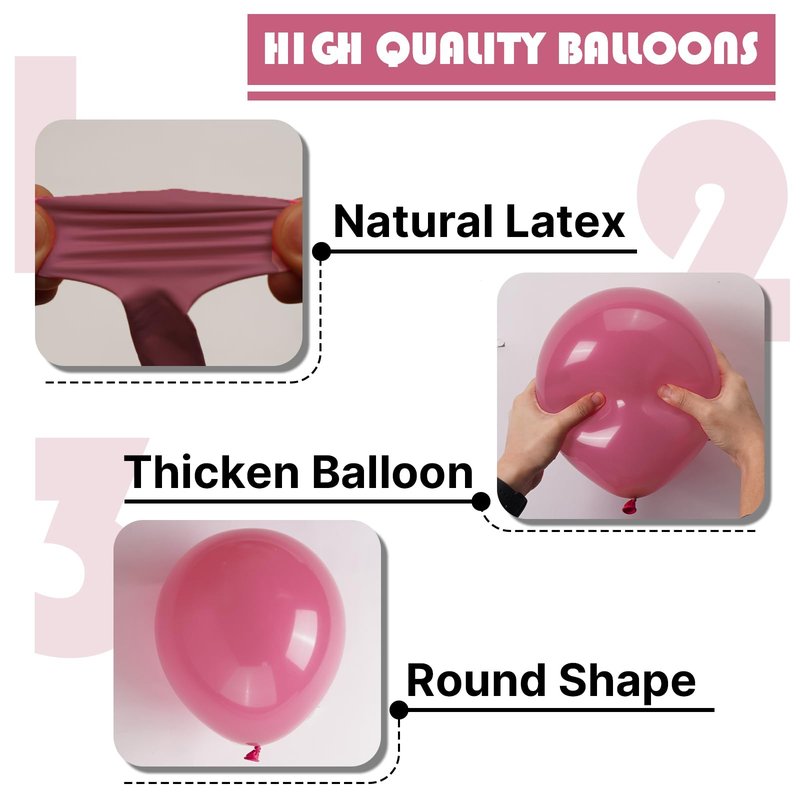 PartyWoo Mauve Balloons 50 pcs 12 Inch Dark Hot Boho Pink Balloons for Wedding Baby Shower Gender Reveal Valentine's Day Bridal Shower Graduation Birthday Party Decorations Pink-F02